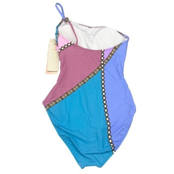 NWT GOTTEX Modern Shades One Shoulder Women's Swimsuit Size 6 Multicolor + Flaw - Picture 7 of 7